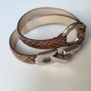Peter Lang Snake Print leather wrap bracelet.